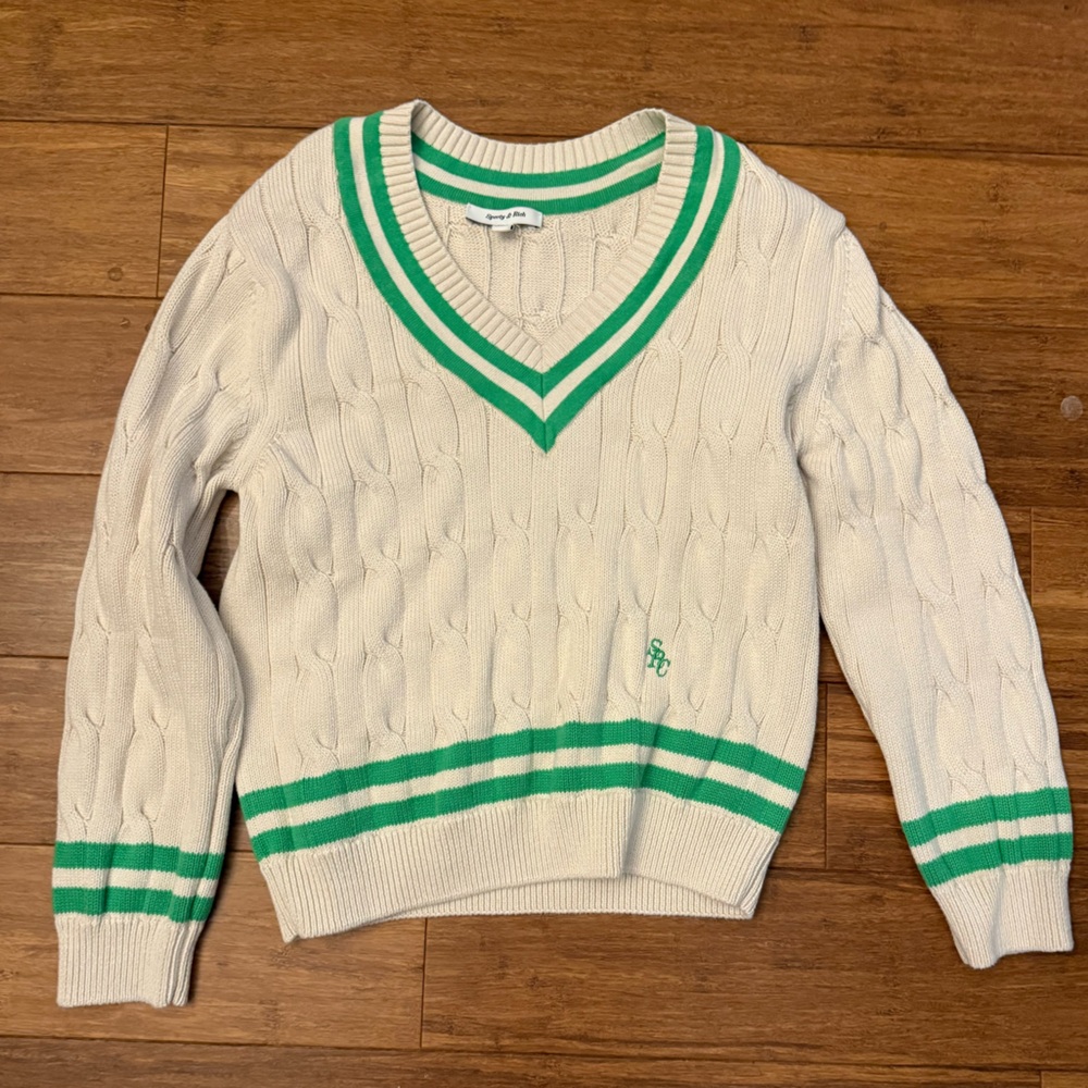 Sporty & Rich Prince green cream cardigan  / Small